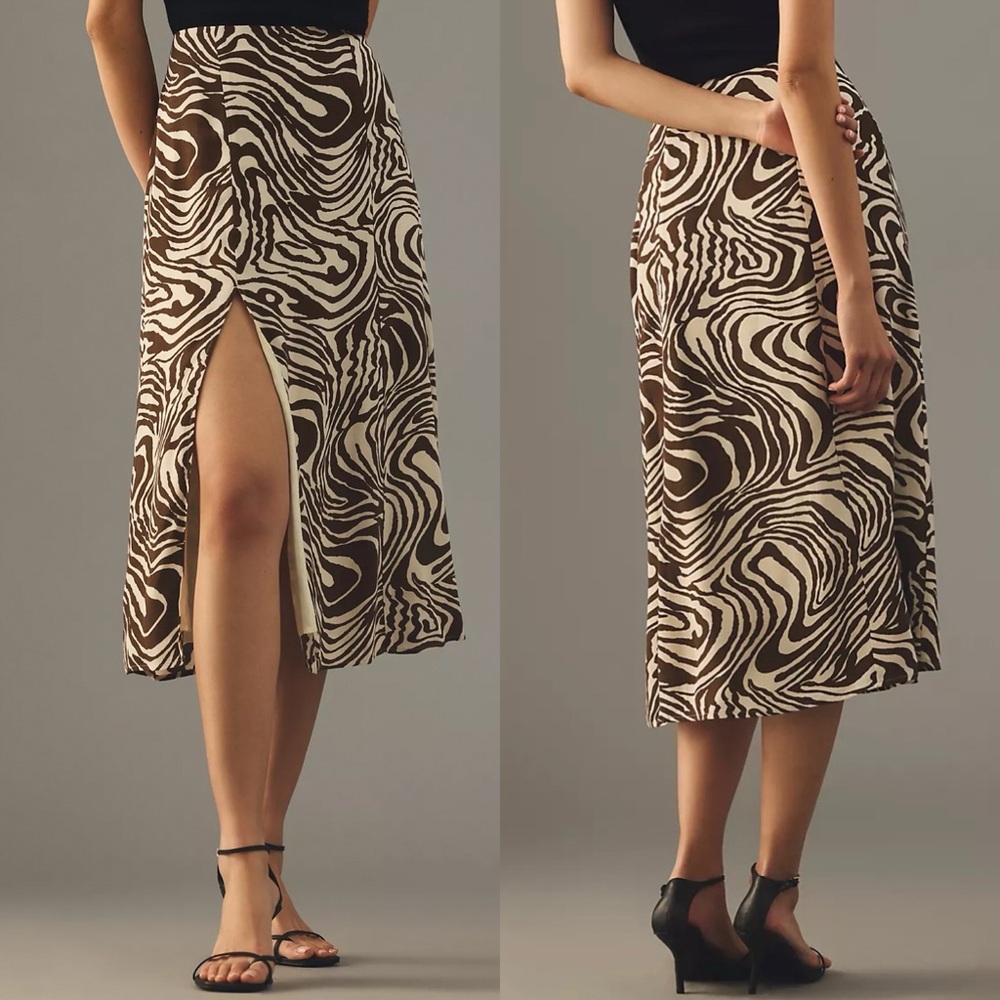 NWT Anthropologie Maeve The Lille Side Slit Midi Skirt